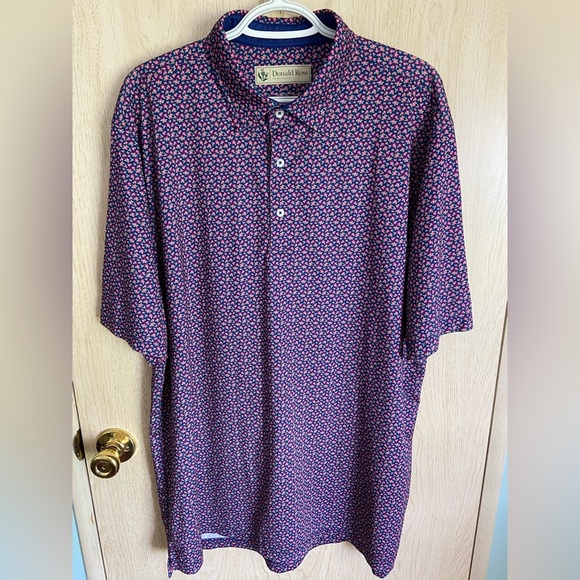 Donald Ross Mens Classic Fit Azalea Flower Print Jersey - NAVY MULTI size Large - Picture 1 of 8